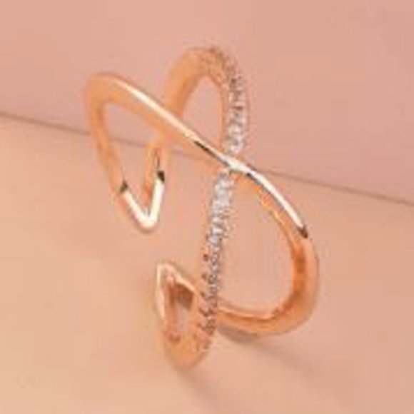 Rose Gold Minimalist Cross Ring - Adjustable - Picture 4 of 4